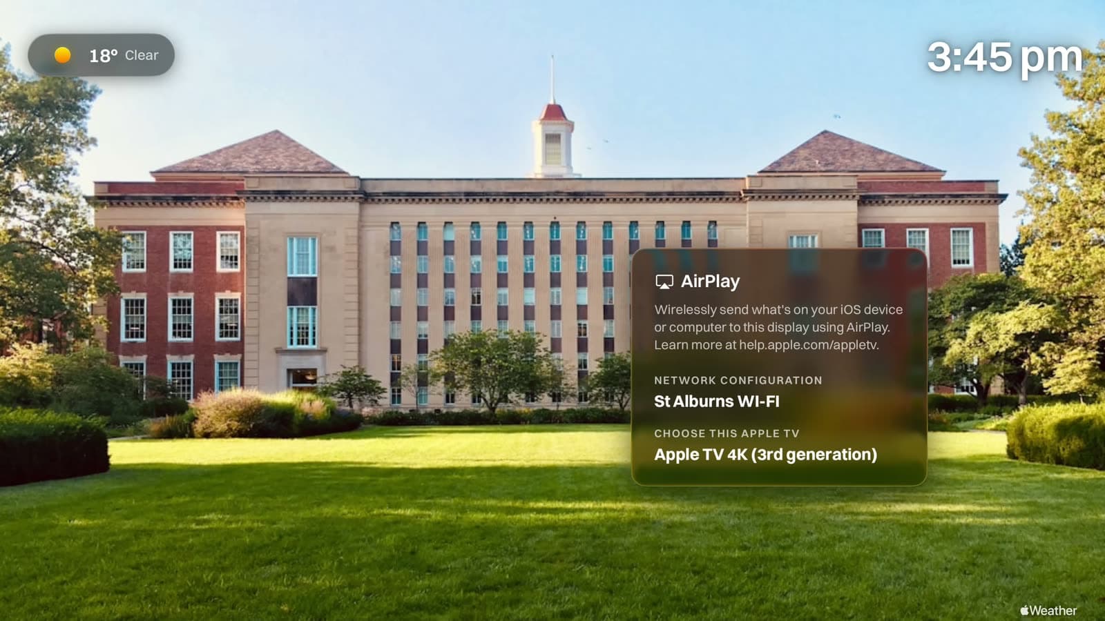A Billboard board on an Apple TV with the AirPlay panel showing